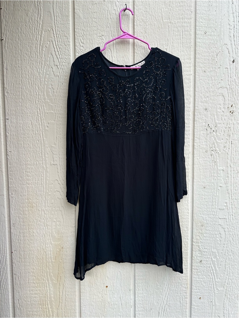 Karavan Black Rayon Embroidered Mini Dress – Size M